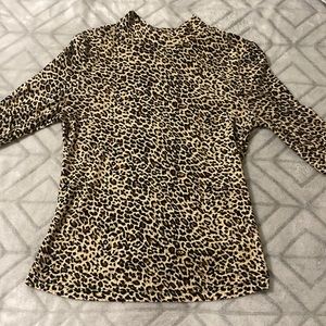 cheetah print mock neck top